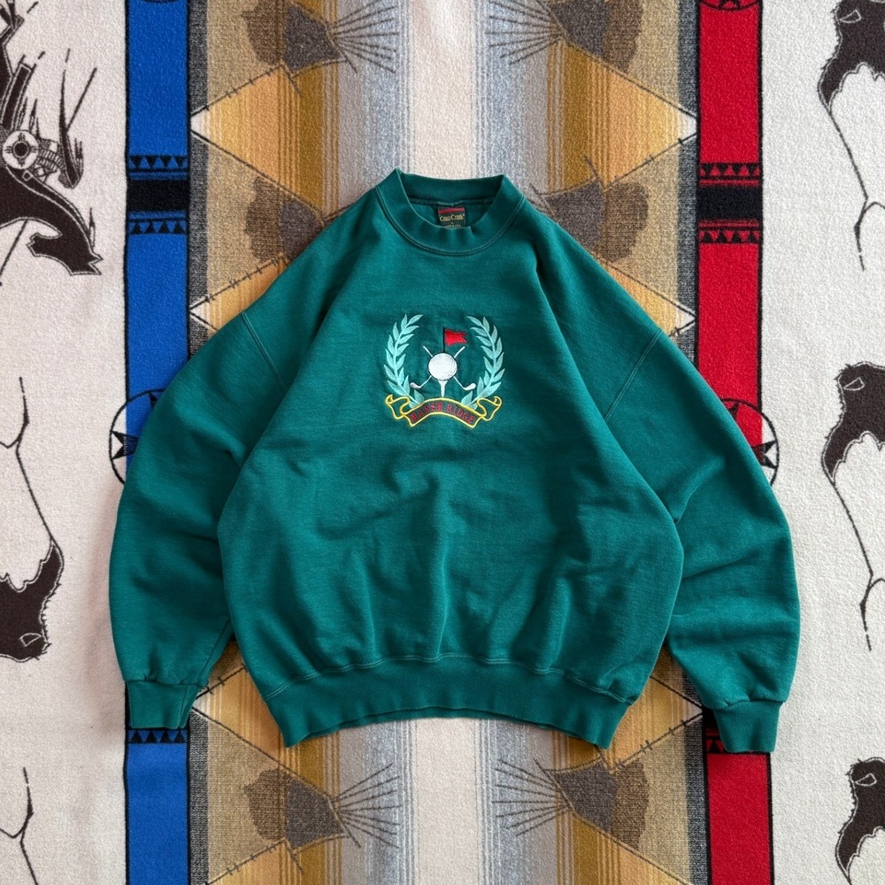 Vintage Cross Creek Marsh Ridge Golf Sweatshirt Mens Large Green Made in USA